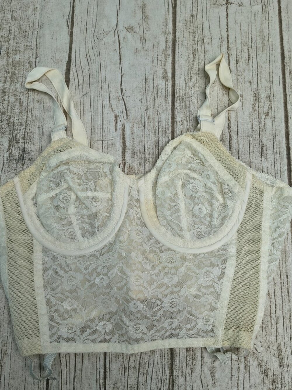Vtg Gossard Flair 34B 1950's Bustier Cream Lace